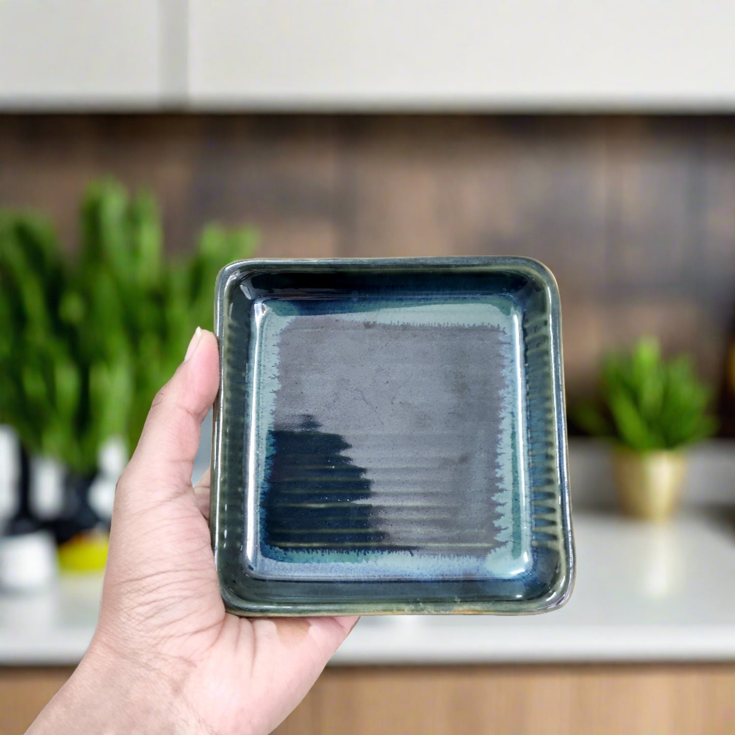 Teal Sqaure Platter set