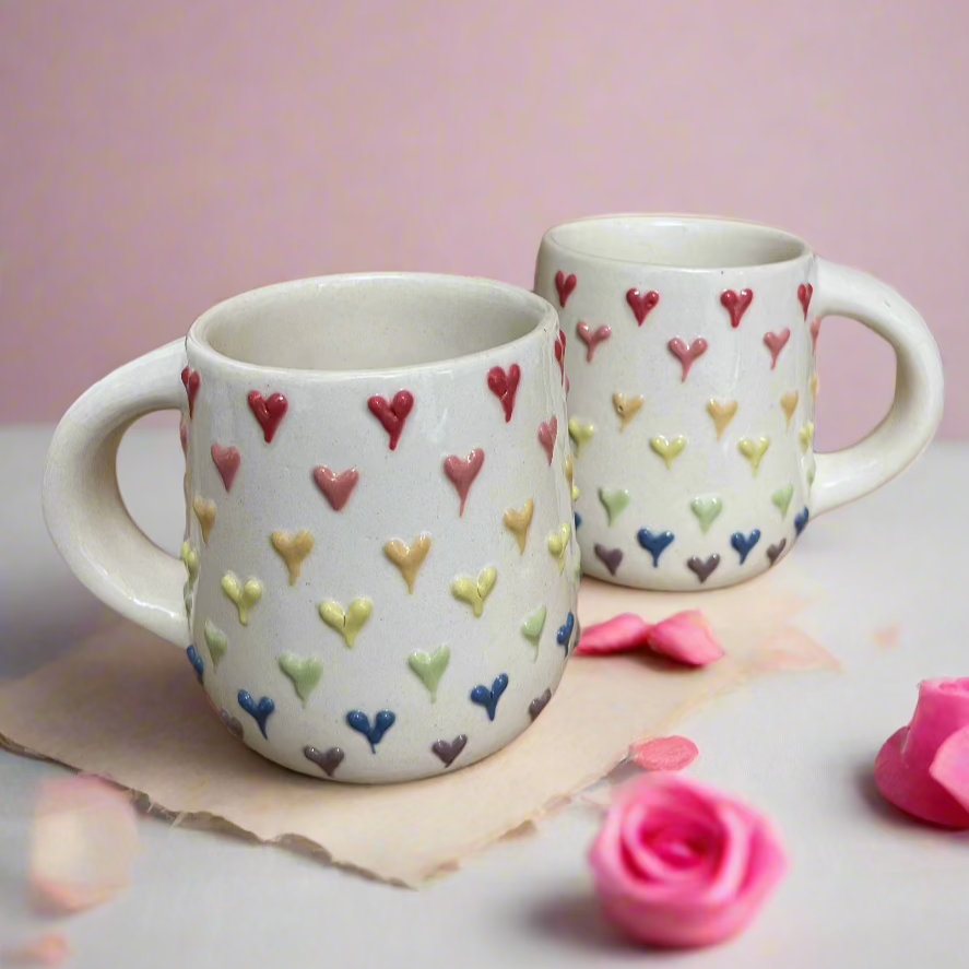 Embossed Multicolour Heart Mug