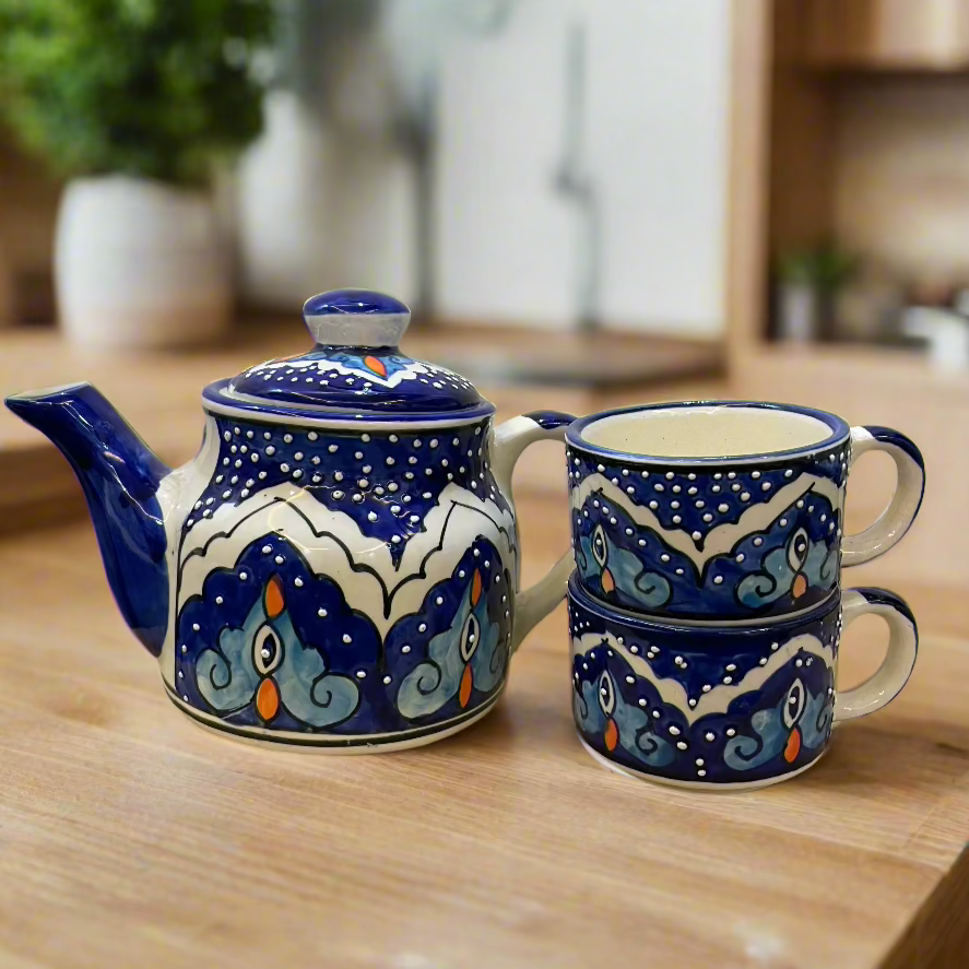 Blue Moroccan Art Tea Set