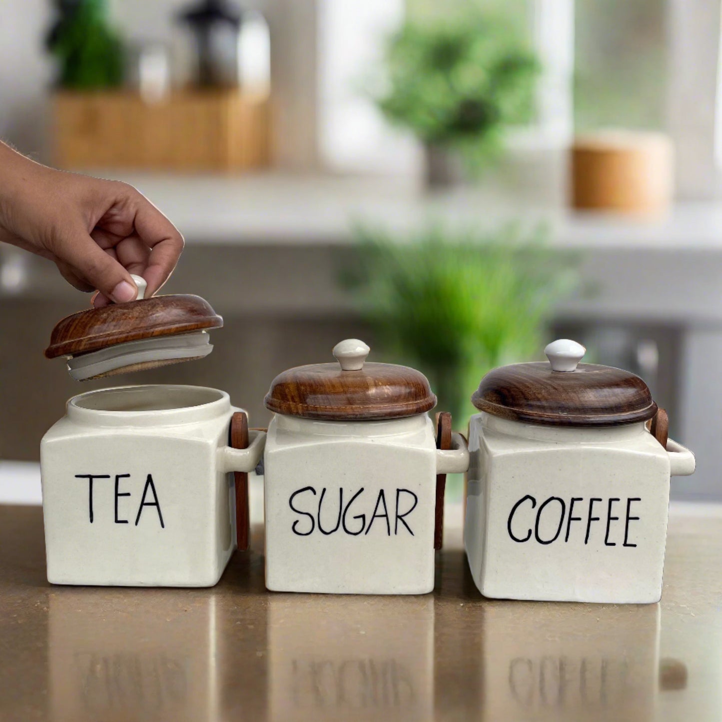 Ivory Square Storage Jars (Set of 3)