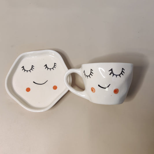 Cute Face Mug & Saucer