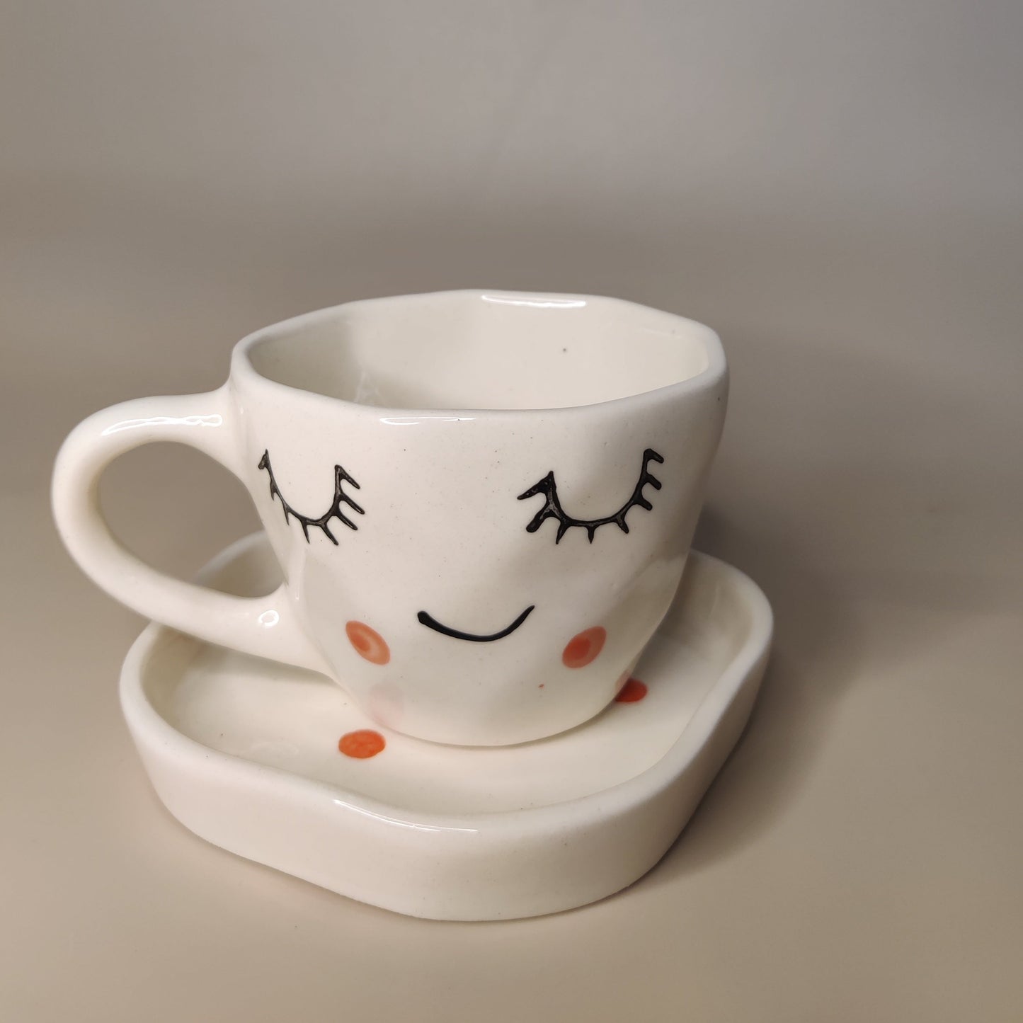 Cute Face Mug & Saucer