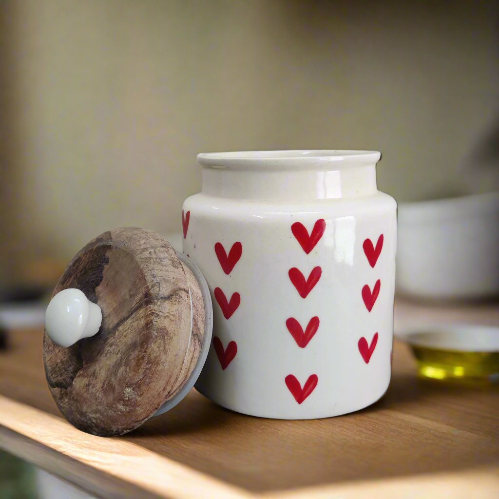 All Hearts Wooden Lid Storage Jar