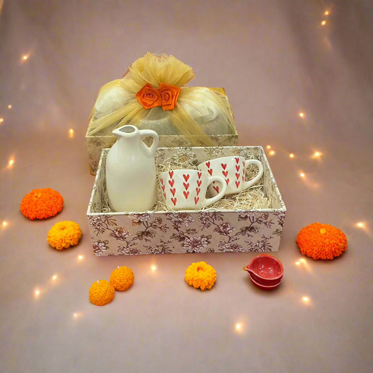 Jug Vase with All Hearts Mugs Combo Diwali Hamper