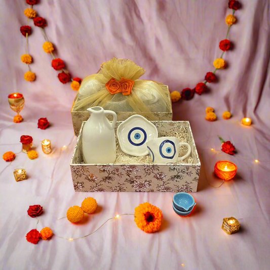 Jug Vase with Evil Eye Mug & Saucer Diwali Hamper