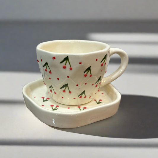 Berry Cherry Mug & Saucer