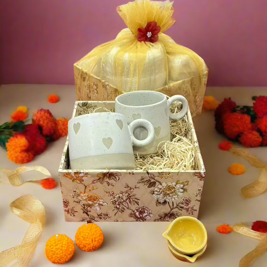 Beige Heart Mug Combo Diwali Hamper