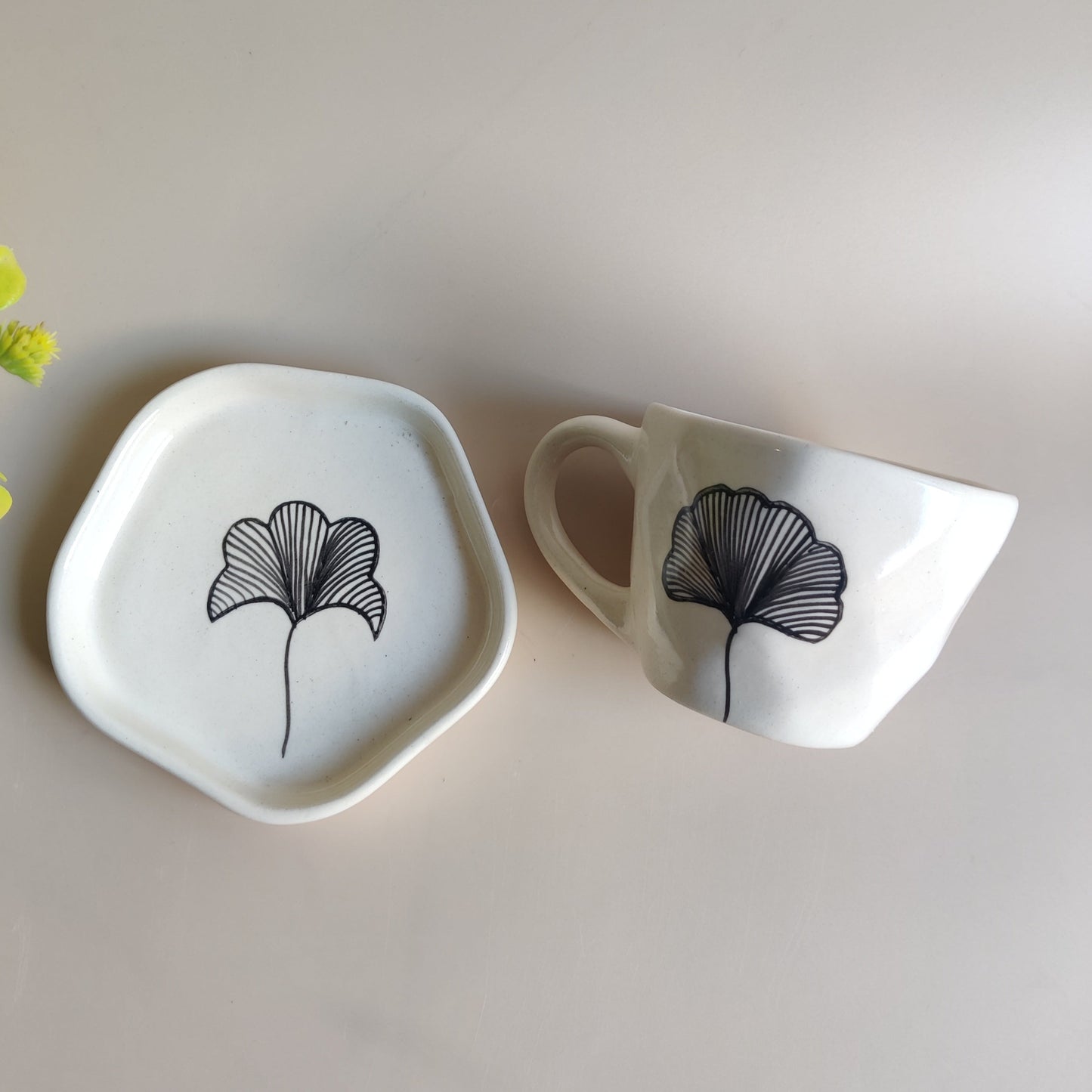 Gingko Leaf Mug & Saucer