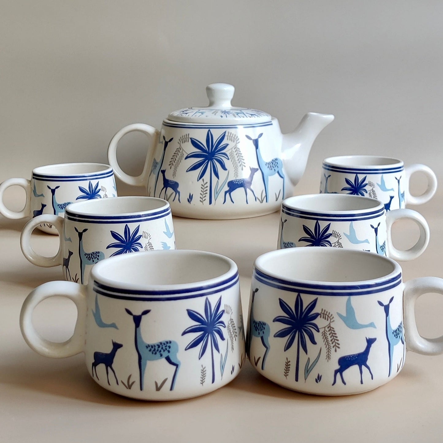 Blue Forest Ceramic Tea Set with Kettle